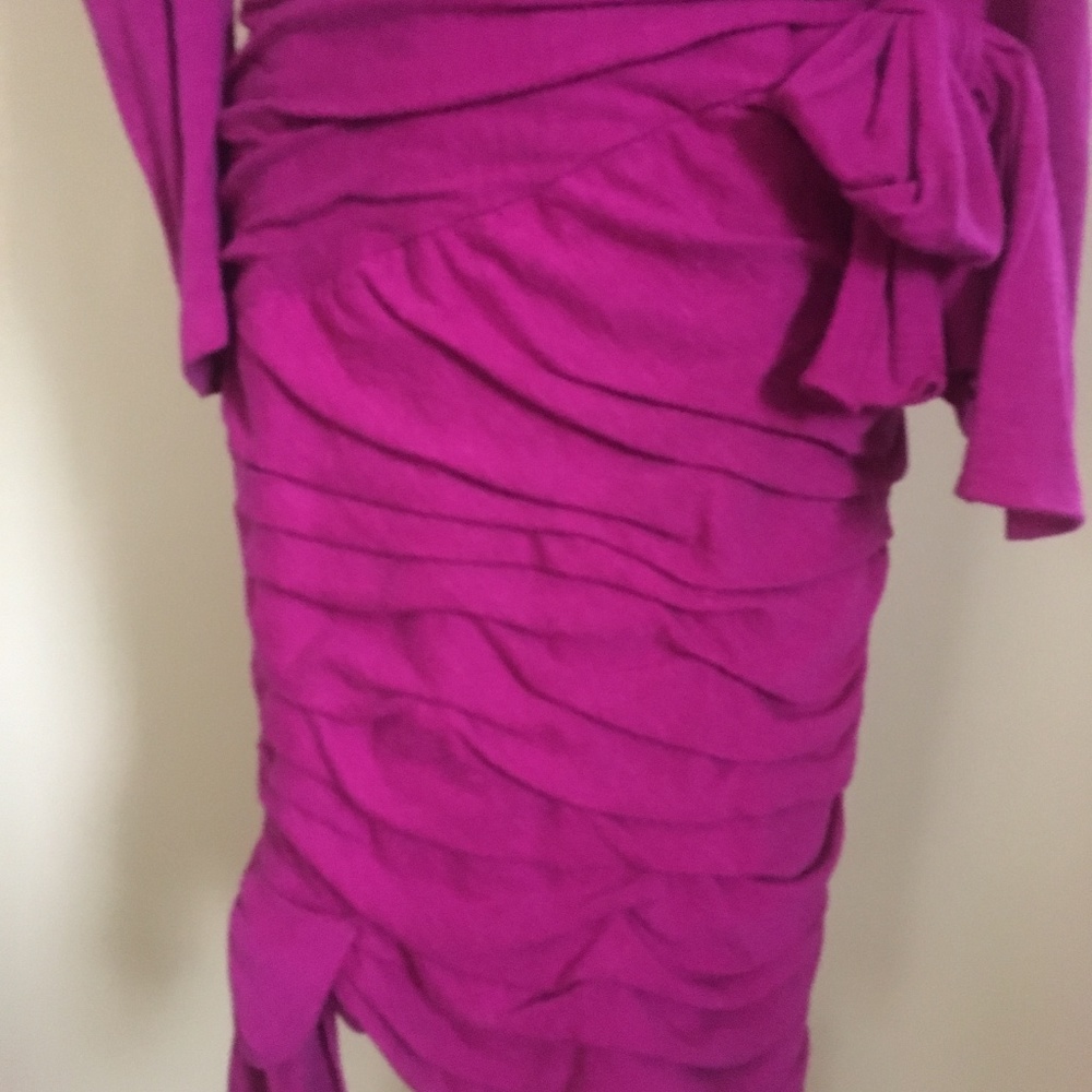 Louis Feraud Vintage Magenta Wool Sweater Dress 12 - Picture 5 of 8